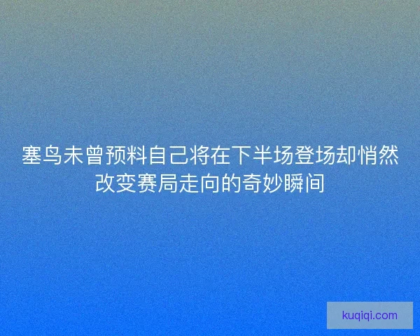 塞鸟未曾预料自己将在下半场登场却悄然改变赛局走向的奇妙瞬间