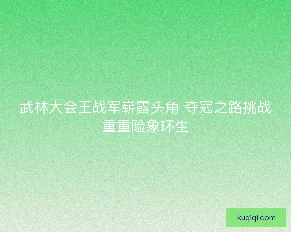 武林大会王战军崭露头角 夺冠之路挑战重重险象环生